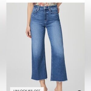 Paige Anessa wide leg cropped denim jeans, Rock Show